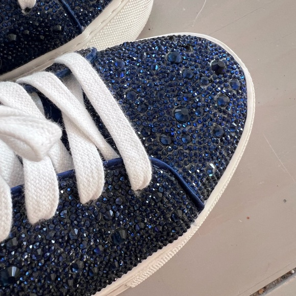 Betsey Johnson Blue and White Sparkly Sneakers - Picture 4 of 5